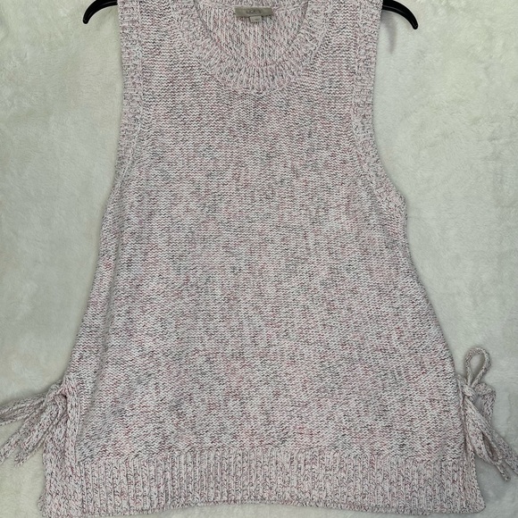Loft pink marbled Sweater Tied Vest  sleeveless - Picture 5 of 8